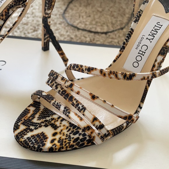 Jimmy Choo Snakeskin-Print Sandals - Picture 2 of 8